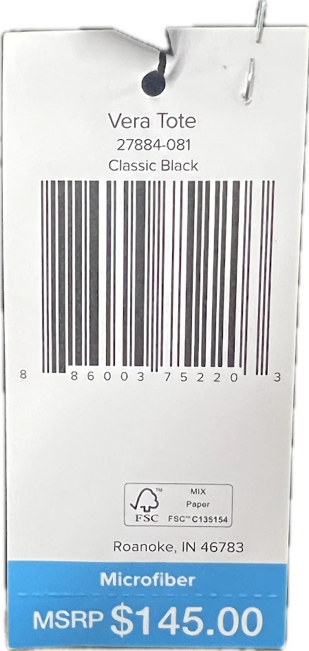 VERA BRADLEY MICROFIBER VERA TOTE + SMALL VERA TOTE - CLASSIC BLACK - Image 3 of 4