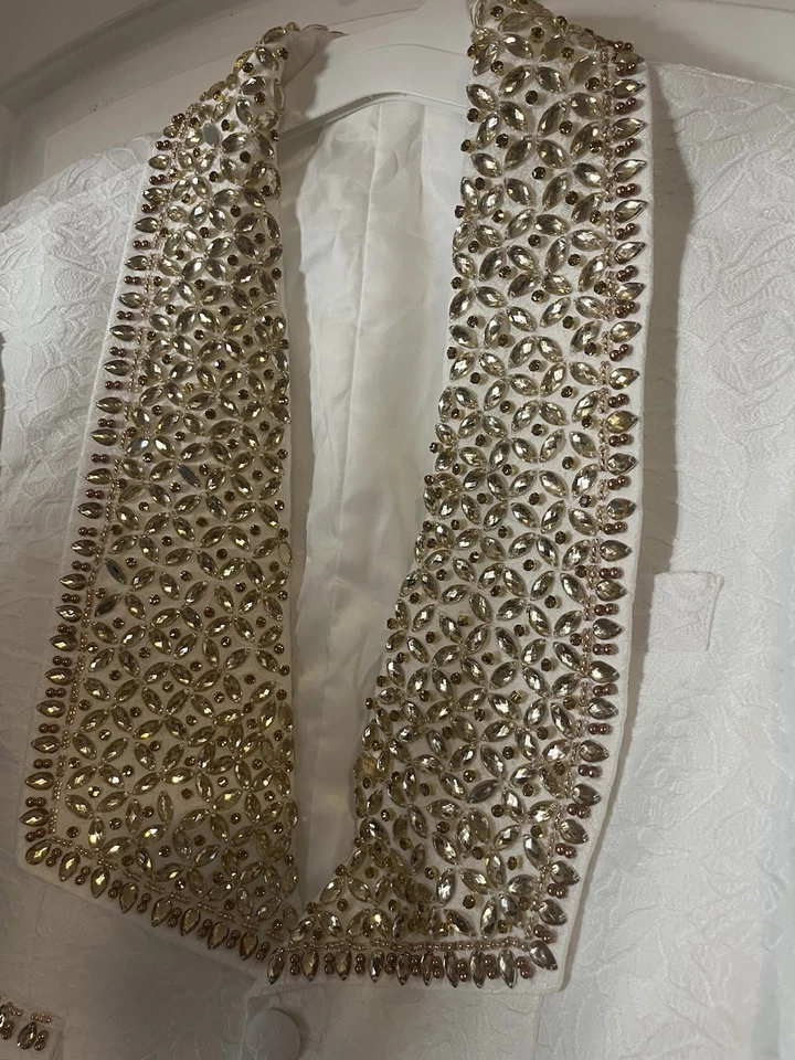 Brillante Joyería Metálica Esmoquin Hombres Trajes Ropa Conjunto Boda Fiesta Banquete Foto 2 de 4