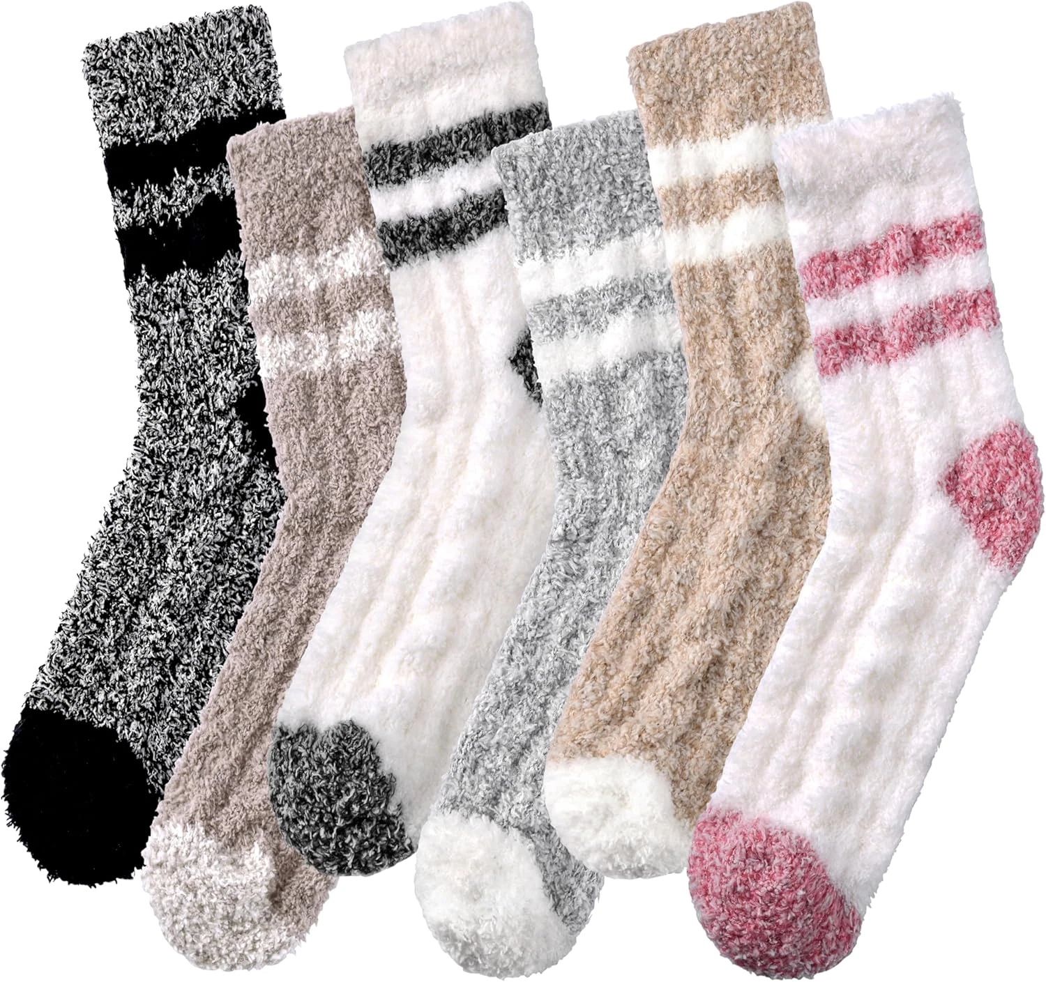 Tavaleu Slipper Socks Fuzzy Socks for Women 6 Pairs Ladies Thermal Bed Winter Co