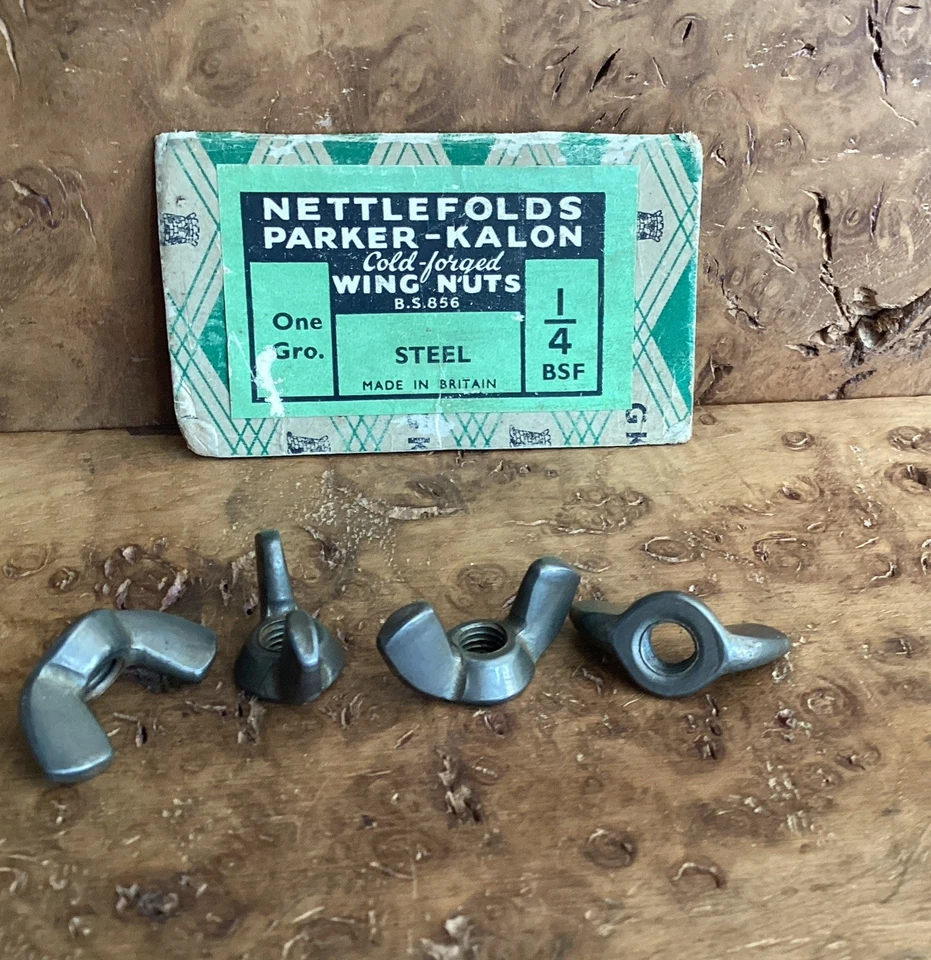 1/4 BSF Steel Cold Forged Wing Nuts Vintage Nettlefolds X 4