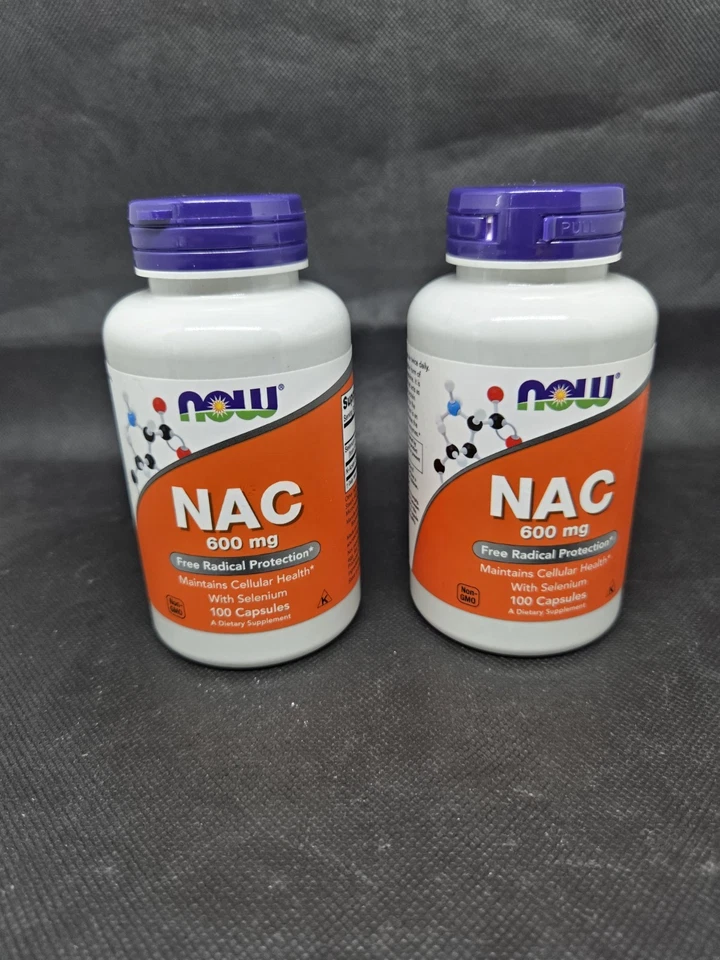 Lote de 2 NOW Foods NAC N Acetil Cisteína 600 mg 200 Cápsulas Vegetales Selenio Total Foto 2 de 4