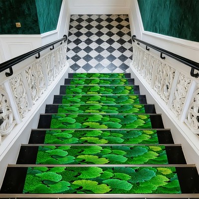 Ginkgo Leaf Pattern Stair Tread Mat, Soft and Durable, Machine Washable and Ea