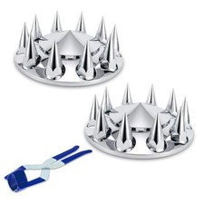33mm Semi Truck Lug Nut Covers Chrome Plastic Front Axle Dome Cover B: 2 Front