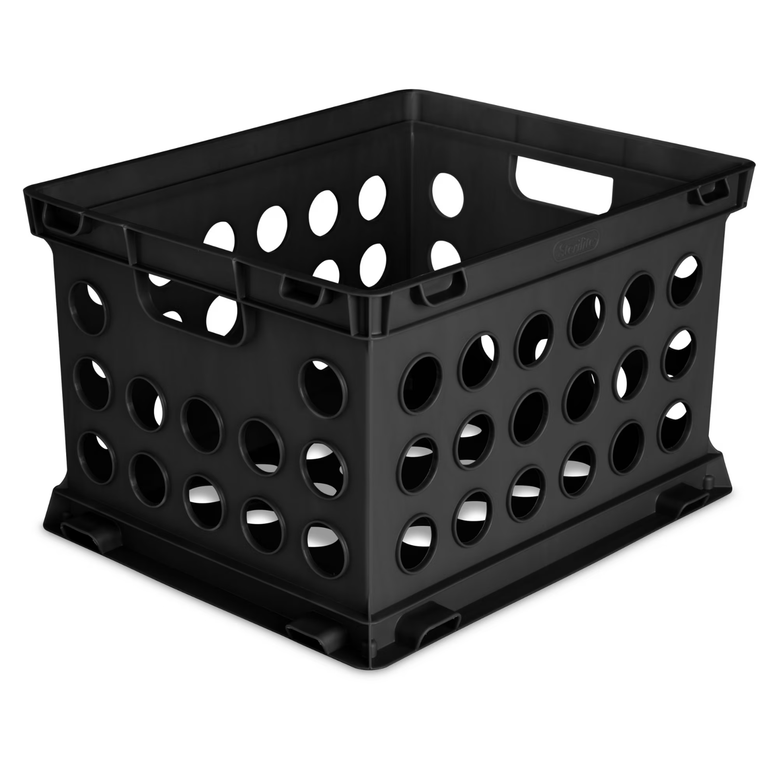 Sterilite Plastic File Crate, Black, Fits Letter & Legal Size Files