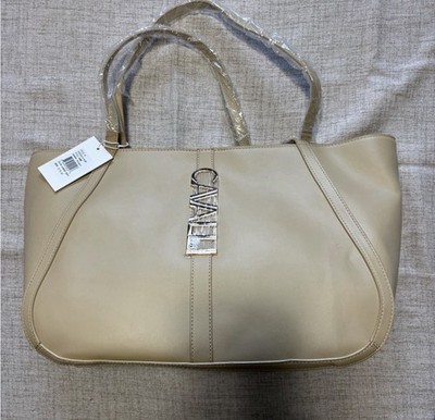 Cavalli Class Women s Tote Bag Almond Buff Zip Top Logo Pattern Lined Pockets