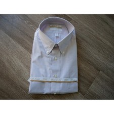 Roundtree Yorke Gold Label Mens Dress Shirt 17 34 Non-Iron Cotton Poplin Check