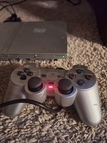 Sony PlayStation 2 Slim PS2 Silver Console SCPH-77001 Controller 5 Games