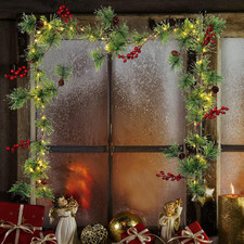 Christmas Garland with Lights, 6 FT Battery Operated Garland with 60 LED Lights