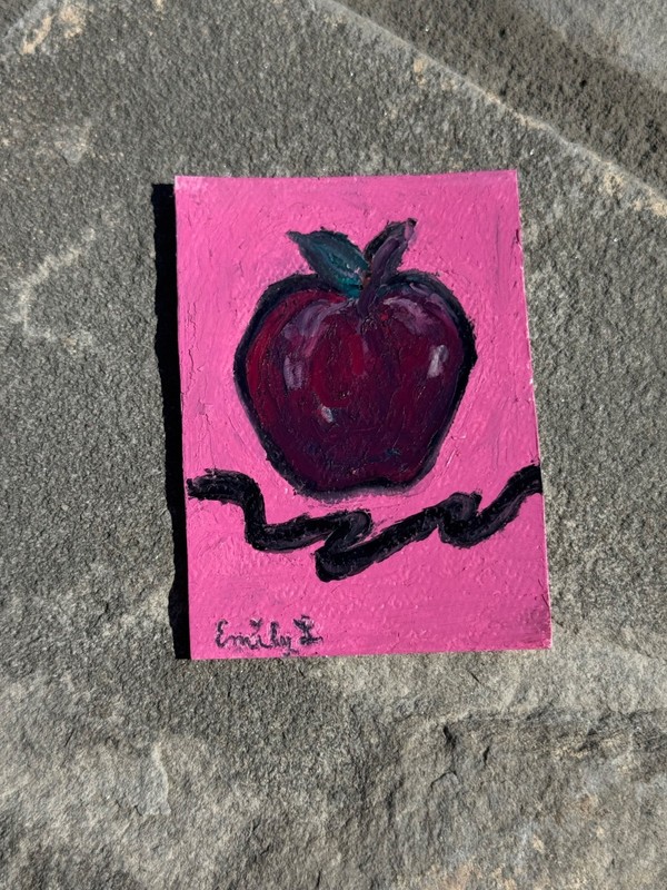 aceo original painting 2.5 x 3.5 Apple emilylcreative