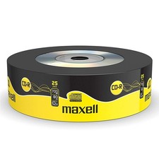 Image of Maxell CD-R 25 Blank Discs (25 Disk Pack - Shrink Wrapped), black and yellow 