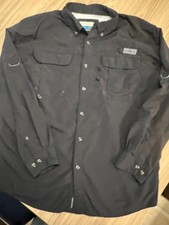 Magellan Outdoors Men's Black Fish Gear Relaxed Fit Button Down Shirt Size large