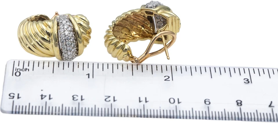 Винтажные круглые изогнутые серьги из желтого золота 14 карат с бриллиантами 1,0 карата DAVID YURMAN 1,0 карата - Изображение 4 из 4