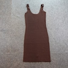 Leith Dress Women Medium Brown Ribbed Knit Sleeveless Scoop Neck Bodycon Mini