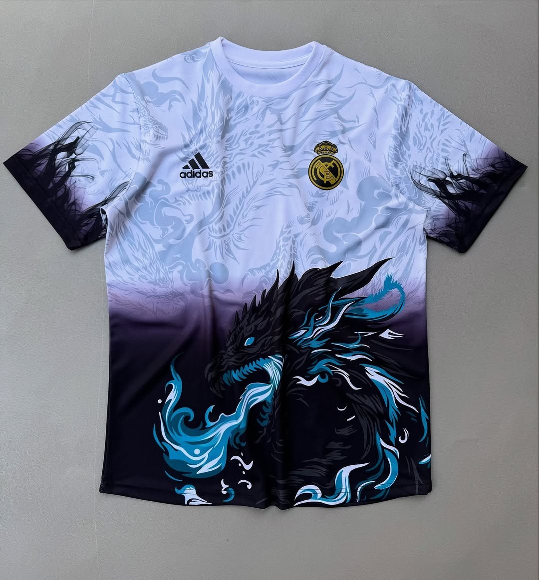 Real Madrid White Dragon Soccer Jersey / 3D logo | eBay