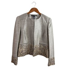 Silk Blend Beaded Blazer Jacket Linda Allard Ellen Tracy Size 6 Petite