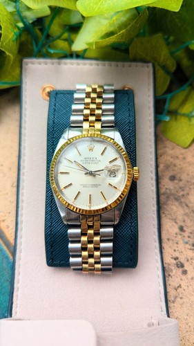 Rolex Datejust Oyster Perpetual Two-Tone Bracelet Fluted Bezel Silver Dial