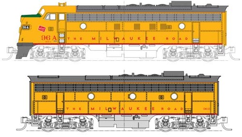 Kato 1060432 N-Skala EMD FP7A-F7B Set Gleichstrom - Milwaukee Road #96A, 96B | Zustand: Neu