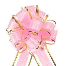 5pcs 6 Inch Large Pull Bow Gift Wrapping Bows Ribbon Organza Bows Pink