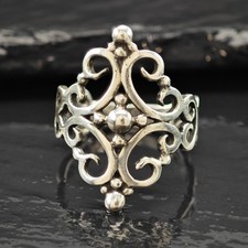 Sterling Silver Ring Wide Swirl Design Size 7 3/4