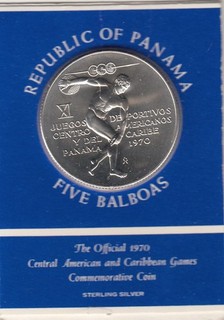 Panama 5 Balboas 1970 Silber Top