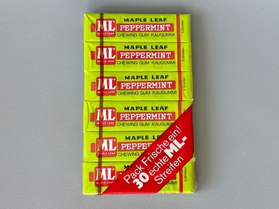 Original Vintage 80er ML Maple Leaf Peppermint Chewing Gum Kaugummi 30 Stk OVP