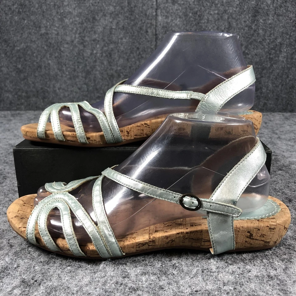 Sandalias Anthropologie Miss Albright para mujer talla 8,5 B cuero verde metálico Foto 3 de 4