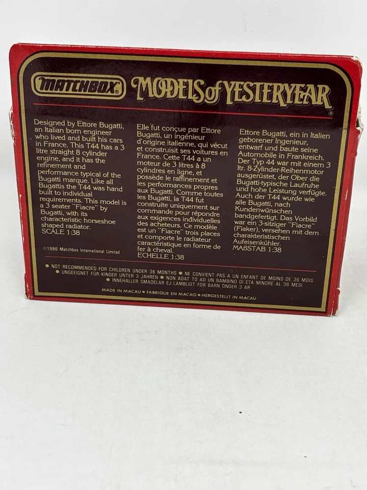 Matchbox Models Of Yesteryear Y-24 1927 Bugatti T44 Novo Na Caixa 1984 Lesney Die-Cast Antigo - Imagem 2 de 4
