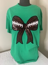 Women's Football Bow Sequins Tee size Large - New