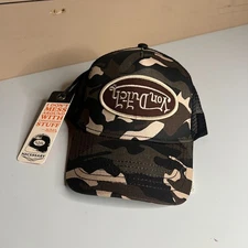 NEW Von Dutch Trucker Hat Cap Brown Edge CAMO Camouflage Print Adjustable Y2K