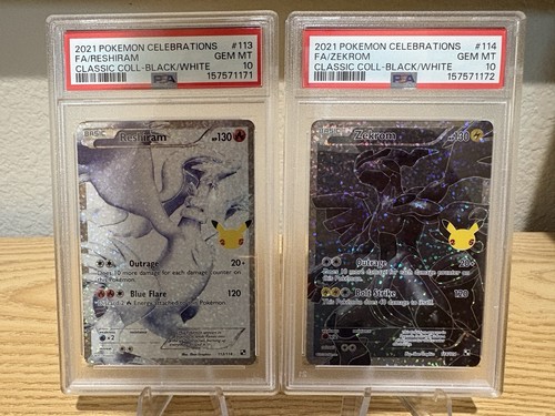 SEQUENTIAL GEM MINT PSA 10 Reshiram #113 & Zekrom #114 Pokemon Celebrations 2021