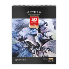 Arteza A2 Premium 30 Sheet Drawing Paper Pad Acid Free Spiral Bound 46x61cm 120g