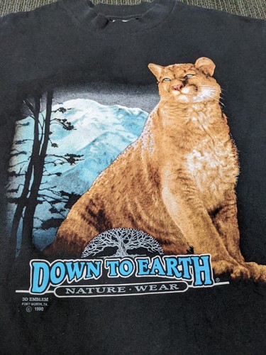 Vintage 1990 Down To Earth 3D Emblem T-Shirt L - Picture 7 of 11