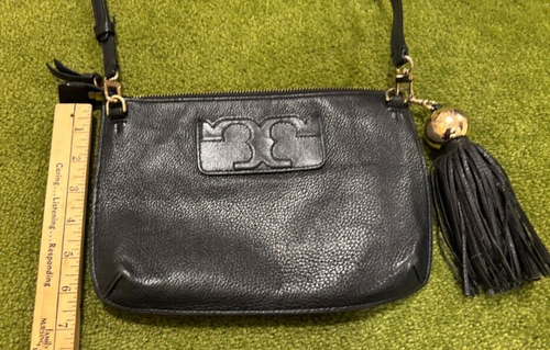 Tory Burch Crossbody Miller Tassel Black Pebble Leather, Shoulder Strap, READ - Picture 4 of 8