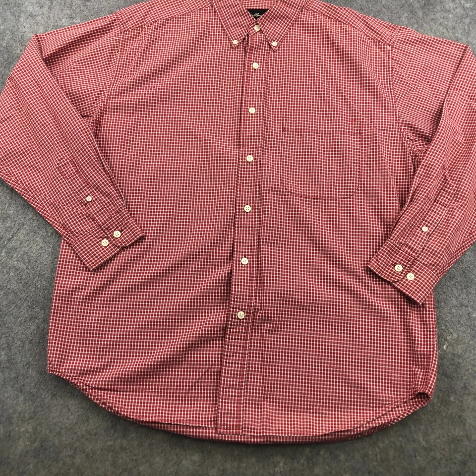 Camisa Eddie Bauer Para Hombre Mediana Roja Cuadros Manga Larga Informal Algodón Abotonada Foto 2 de 4
