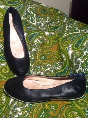 BALLERINE DONNA ECCO BLU NAVY PELLE SCARPE COMODE TRASPIRANTI 39 US 8 5M