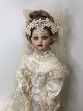 21” Franklin Mint Porcelain Doll The Bebe Jumeau Bride Wedding Dress PW Eyes MIB
