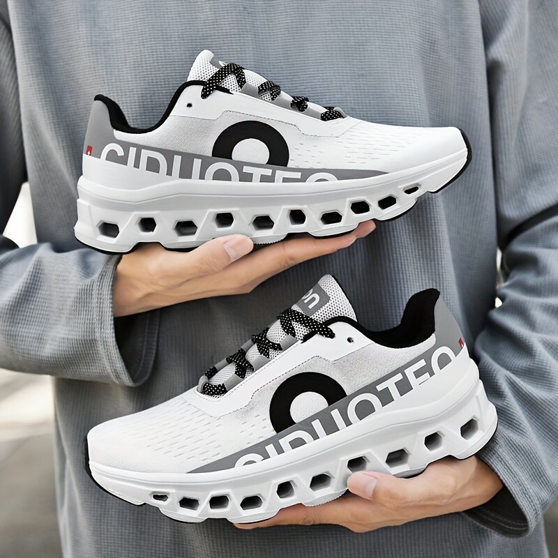 Men's Lace-up Running Sneakers Shock Absorbent Breathable Comfortable Non-slip