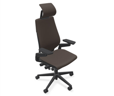 Steelcase Gesture Adjustable Headrest Office Task Desk Chair Mahogany Leather
