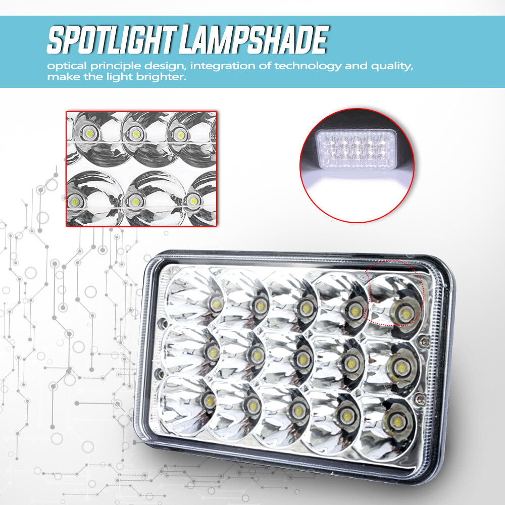Pair Of 4x6 LED Headlights Hi/Lo Sealed Beam – Fits Chevy G10, G20, C4500, C5500, Kodiak & More