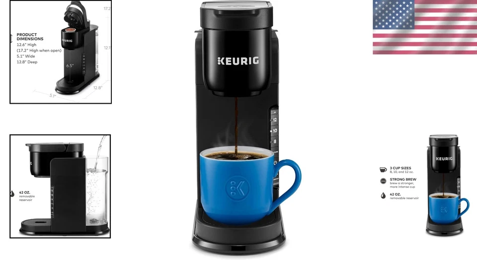 Sleek Black Espresso Machine with Strong Brew, 42oz Tank - Travel Mug Friendly - Image 2 of 4