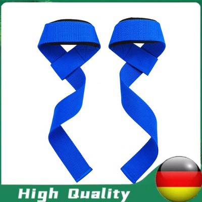 1 Pair Lifting Wrist Straps Wrist Support for Weightlifting Gym Deadlift (Blue)