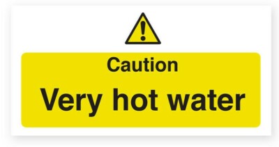 Achtung Warmwasser Schild selbstklebend Vinyl Hinweis Sicherheitsschild 80 x 230 mm