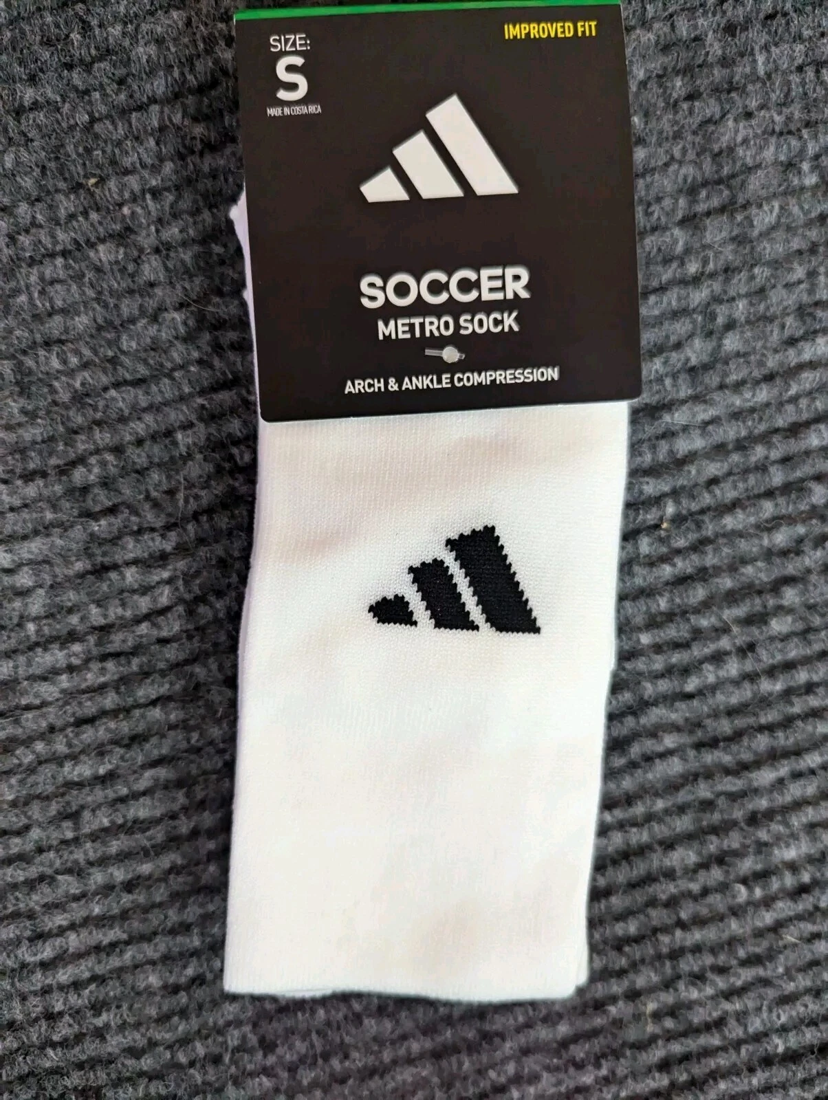 Calzino Adidas Unisex Calcio Metro Compressione Arco e Caviglia Taglia Small Bianco Nuovo