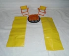 VTG 1972 Barbie Camp Out Accessories Fire Pit, Grate, 2 Sleeping Bags & 2 Stools