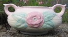Vtg. 1940's Open Rose / Camellia Hull Art Pottery USA Pink & Yellow  Sugar 112-5