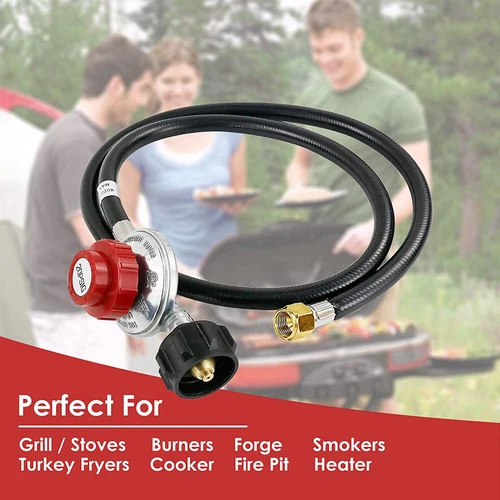 5FT Hose LPG BBQ Grill, Adjustable 20PSI High Pressure Propane Gas Regulator NEW - Picture 4 of 7