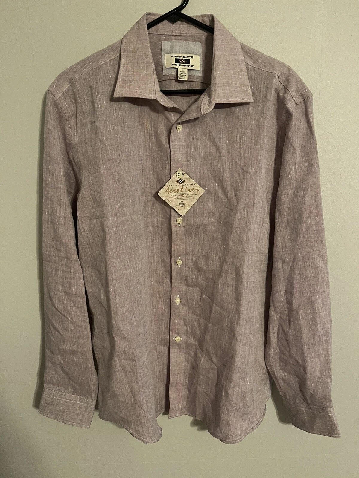 Joseph Abboud Aero Linen 37.5 Purple L/S Button Up Dress Shirt - Men's Large New