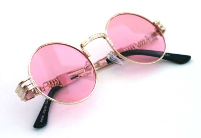 Occhiali Da Sole Hip Hop Stile Quavo Bad And Boujee, Montatura Metal Oro Rosa Con Lenti Rosa UV400