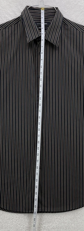 Camisa de algodón a rayas con botones manga larga calce moderno talla XL de John Henry para hombre Foto 4 de 4