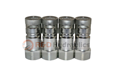 2-Pack Quick Coupler Set - ISO 16028 Flat Face, 1/2" Coupler X 3/4" NPT, Made In USA
